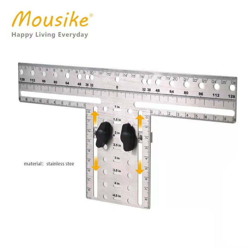 Mousike Cabinet Pull Metal Templateï¼Œ Handle Drill Mounting Template for Cabinet Doors and Drawers(Silver,1Pack) - Image 2